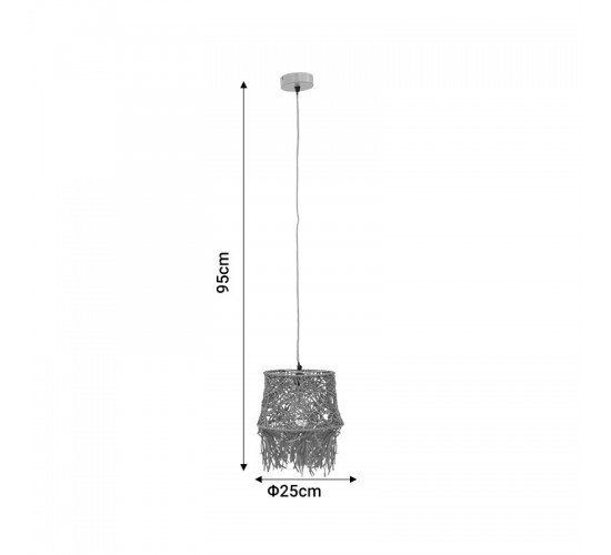 Φωτιστικό οροφής Rapom Inart E27 φυσικό Φ25x95εκ Υλικό: MILD STEEL  AND PAPPER GRASS 311-000002