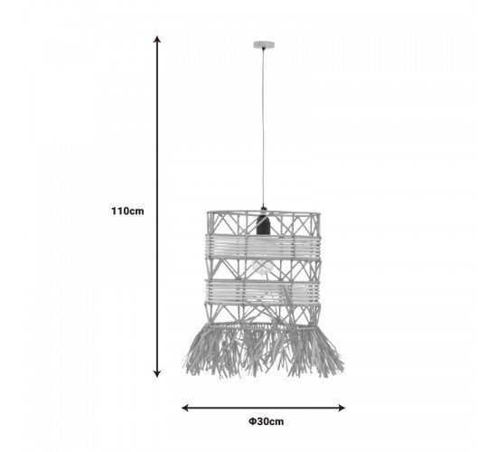 Φωτιστικό οροφής Crossio Inart E27 φυσικό Φ30x110εκ Υλικό: JUTE AND MILD STEEL 311-000006