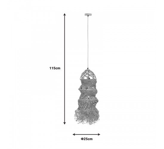 Φωτιστικό οροφής Frola Inart E27 φυσικό Φ25x115εκ Υλικό: MILD STEEL  AND PAPPER GRASS 311-000010