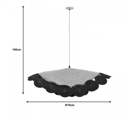 Φωτιστικό οροφής Kono Inart φυσικό-μαύρο Φ70x100εκ Υλικό: JUTE AND MILD STEEL 311-000021