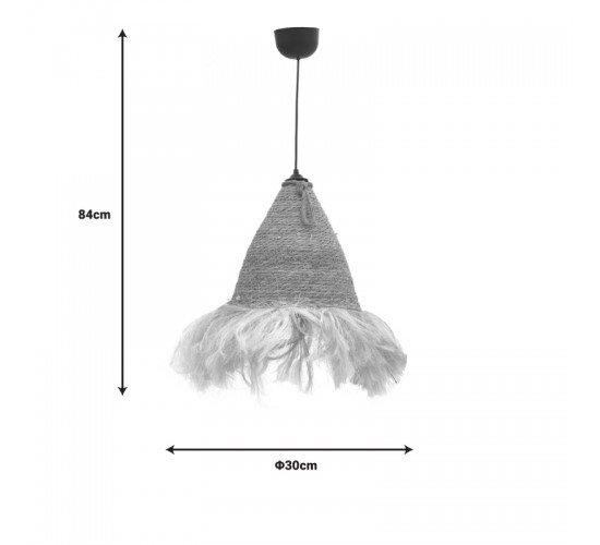Φωτιστικό οροφής Geole Inart γιούτα σε φυσική απόχρωση Φ30x84εκ Υλικό: STRAW 313-000028