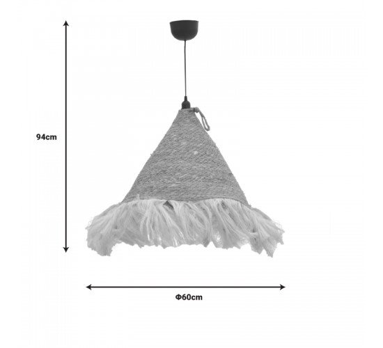 Φωτιστικό οροφής Geole Inart γιούτα σε φυσική απόχρωση Φ60x94εκ Υλικό: STRAW 313-000029