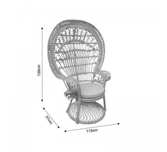 Πολυθρόνα Dorothy Inart με μπεζ μαξιλάρι-φυσικό rattan 115x57x150εκ Υλικό: RATTAN-LASIO 314-000002