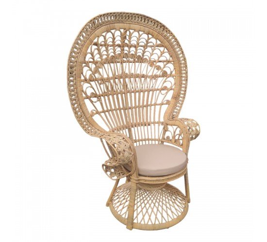 Πολυθρόνα Dorothy Inart με μπεζ μαξιλάρι-φυσικό rattan 115x57x150εκ Υλικό: RATTAN-LASIO 314-000002