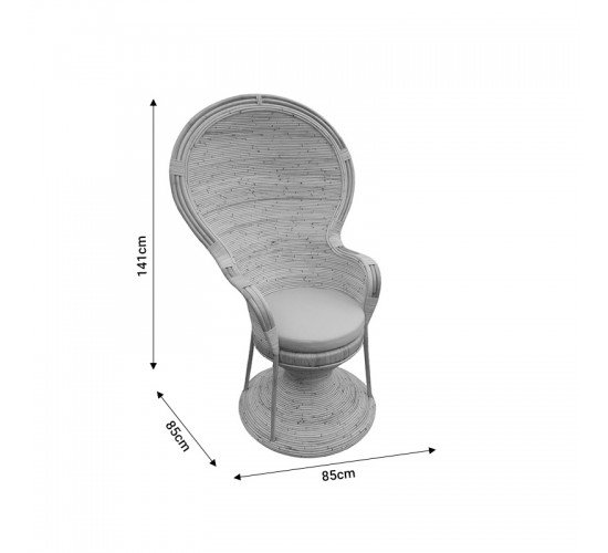 Πολυθρόνα Rea Inart με μπεζ μαξιλάρι-φυσικό rattan 85x85x141εκ Υλικό: RATTAN-LASIO 314-000003