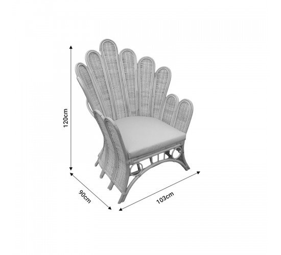 Πολυθρόνα Fragia Inart με μπεζ μαξιλάρι-φυσικό rattan 103x90x120εκ Υλικό: RATTAN-LASIO 314-000004