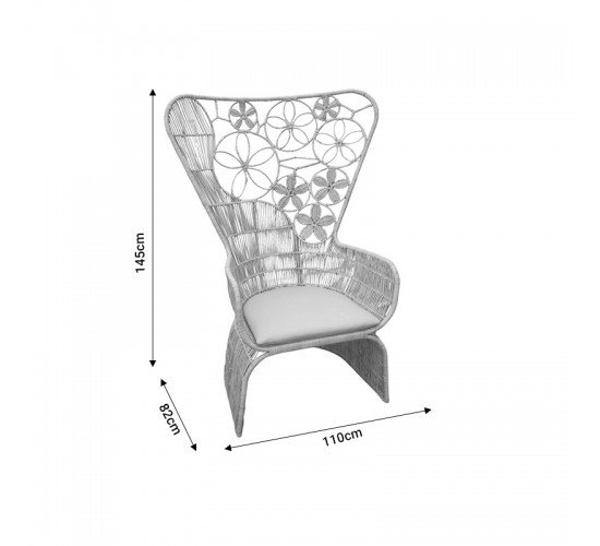 Πολυθρόνα Jake Inart με μπεζ μαξιλάρι-φυσικό rattan 110x82x145εκ Υλικό: RATTAN-LASIO 314-000005