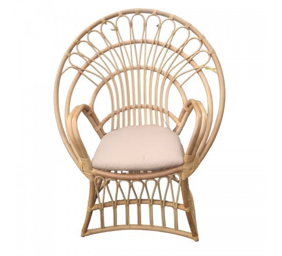 Πολυθρόνα Boloni Inart με μπεζ μαξιλάρι-φυσικό rattan 100x67x120εκ Υλικό: RATTAN-LASIO 314-000006