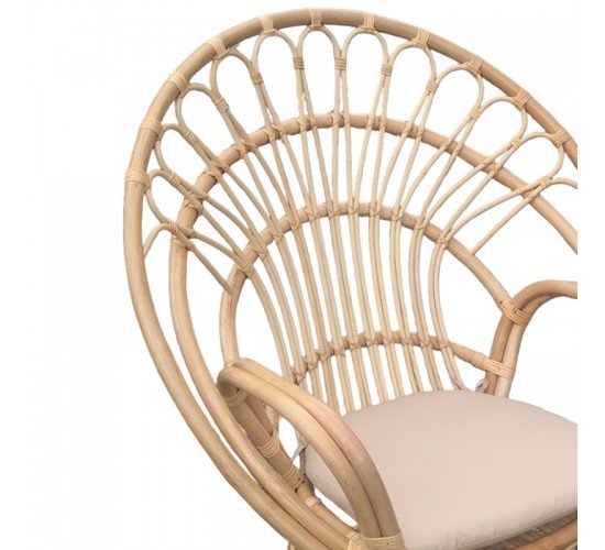 Πολυθρόνα Boloni Inart με μπεζ μαξιλάρι-φυσικό rattan 100x67x120εκ Υλικό: RATTAN-LASIO 314-000006