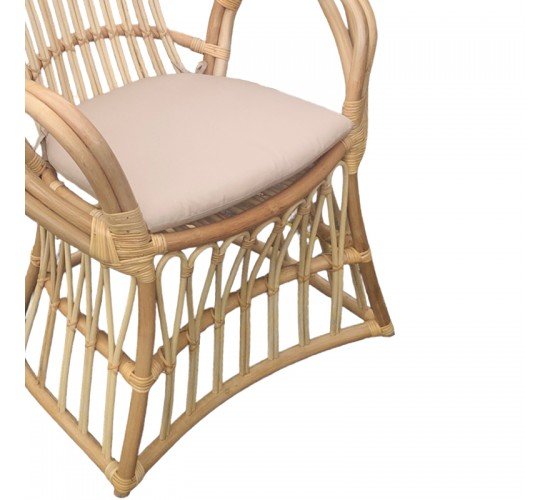 Πολυθρόνα Boloni Inart με μπεζ μαξιλάρι-φυσικό rattan 100x67x120εκ Υλικό: RATTAN-LASIO 314-000006