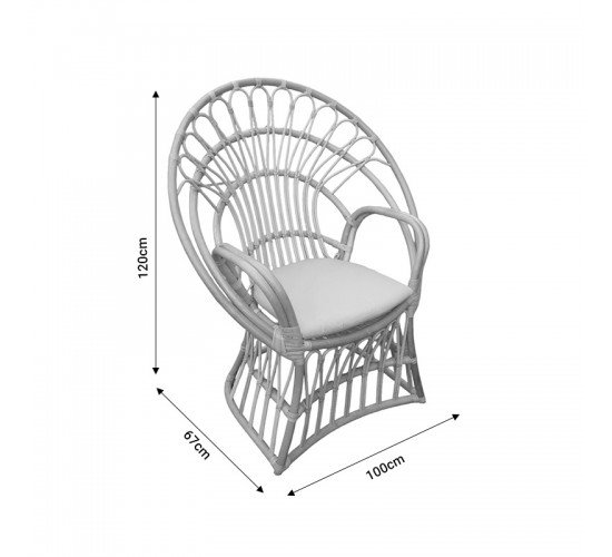 Πολυθρόνα Boloni Inart με μπεζ μαξιλάρι-φυσικό rattan 100x67x120εκ Υλικό: RATTAN-LASIO 314-000006