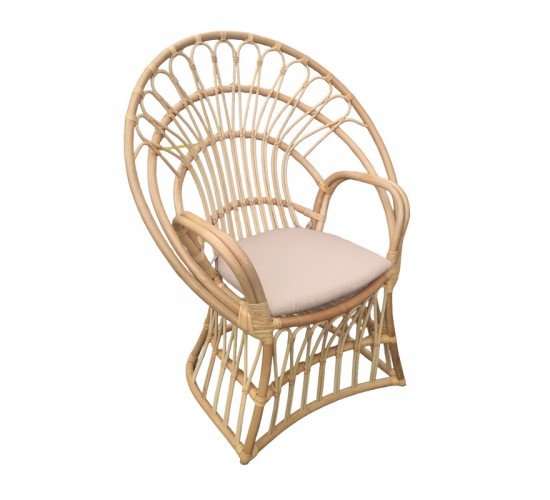 Πολυθρόνα Boloni Inart με μπεζ μαξιλάρι-φυσικό rattan 100x67x120εκ Υλικό: RATTAN-LASIO 314-000006