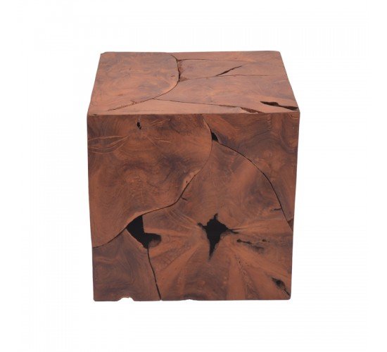 Σκαμπό Boxy Inart φυσικό μασίφ ξύλο teak 40x40x40εκ Υλικό: TEAKWOOD 315-000024