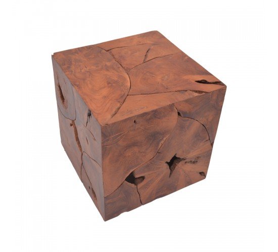 Σκαμπό Boxy Inart φυσικό μασίφ ξύλο teak 40x40x40εκ Υλικό: TEAKWOOD 315-000024