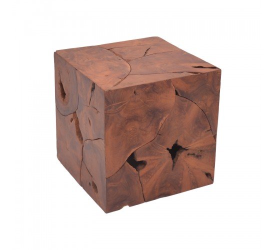 Σκαμπό Boxy Inart φυσικό μασίφ ξύλο teak 40x40x40εκ Υλικό: TEAKWOOD 315-000024