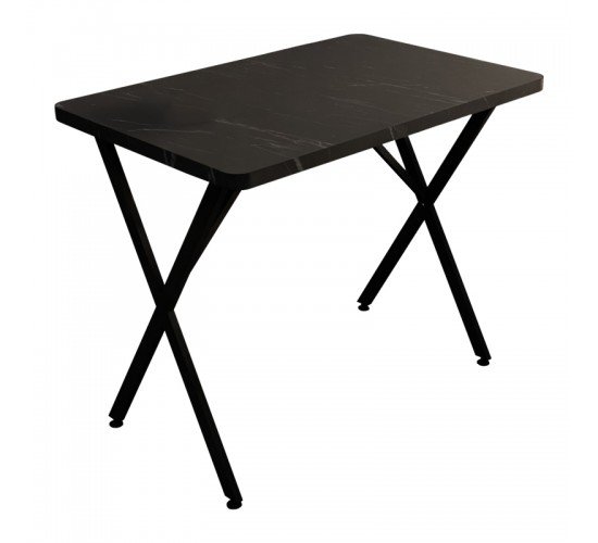 Τραπέζι Zeryin μαύρο μελαμίνης-μαύρο μέταλλο 70x110x75εκ Υλικό: MELAMINE -  METAL 321-000085