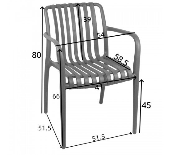 Πολυθρόνα Karmen pp σε λευκή απόχρωση 58.5x54x80εκ Υλικό: PP 326-000005