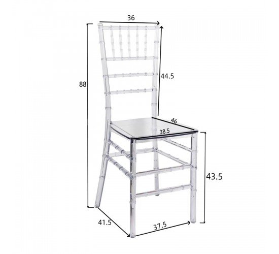 Καρέκλα Tiffany διάφανο pc 38.5x46x88εκ Υλικό: PC 326-000011