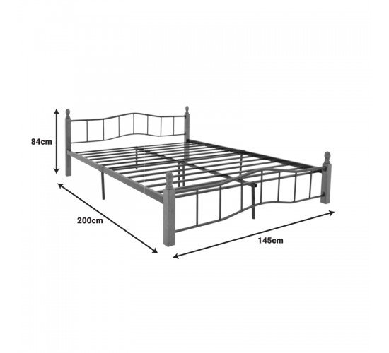 Κρεβάτι διπλό Faryn καρυδί rubberwood-μαύρο μέταλλο 140x200εκ Υλικό: METAL - RUBBERWOOD 330-000008