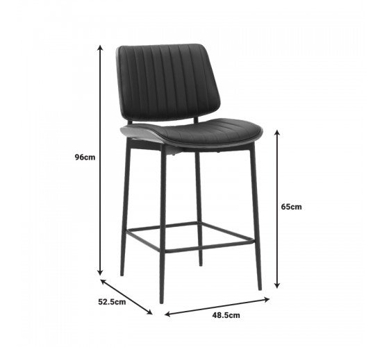 Σκαμπό-μπαρ Kathy μαύρο pu-καρυδί μέταλλο 48.5x52.5x96εκ Υλικό: PU - PLYWOOD - METAL 332-000010