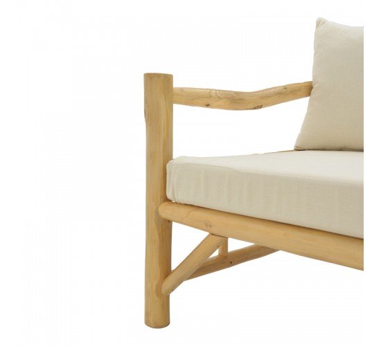 Καναπές Roziana φυσικό teak ξύλο 210x100x80εκ Υλικό: TEAKWOOD - FABRIC 335-000021