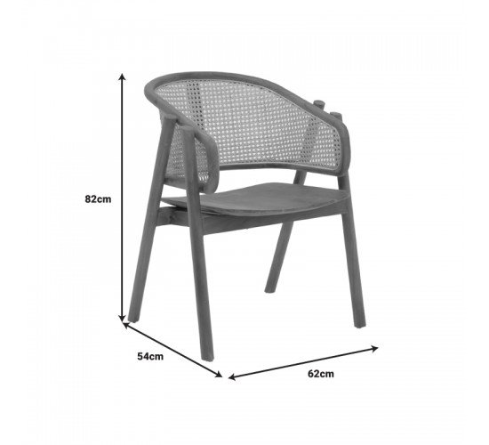 Πολυθρόνα Anlene σκελετός teak ξύλο σε καρυδί απόχρωση με rattan σε μπεζ απόχρωση 62x54x82εκ Υλικό: TEAKWOOD - RATTAN 336-000002