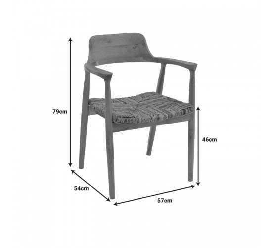 Πολυθρόνα Denverone φυσικό teak ξύλο-banana σχοινί 57x54x79εκ Υλικό: TEAKWOOD - BANANA ROPE 336-000006