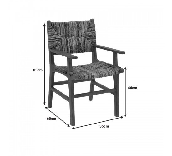 Πολυθρόνα Refane φυσικό teak ξύλο-banana σχοινί 55x60x85εκ Υλικό: TEAKWOOD - BANANA ROPE 336-000008