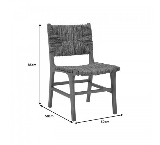 Καρέκλα Refane σκελετός teak ξύλο με banana σχοινί σε καρυδί απόχρωση 50x58x85εκ Υλικό: TEAKWOOD - BANANA ROPE 336-000009