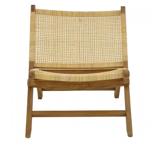 Καρέκλα Jerenze φυσικό teak ξύλο-rattan 65x78x68εκ Υλικό: TEAKWOOD - RATTAN 336-000010