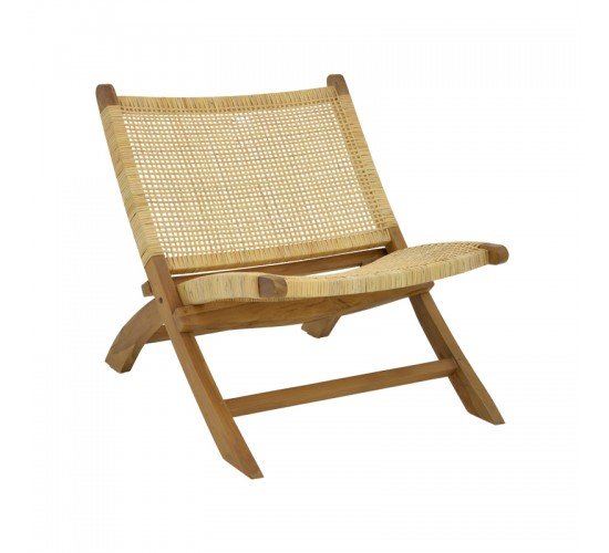 Καρέκλα Jerenze φυσικό teak ξύλο-rattan 65x78x68εκ Υλικό: TEAKWOOD - RATTAN 336-000010