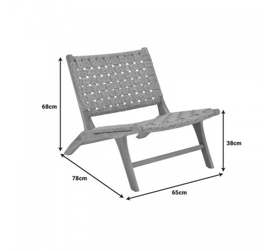 Καρέκλα Foldere φυσικό teak ξύλο-σχοινί 65x78x68εκ Υλικό: TEAKWOOD - SYNTHETIC ROPE 336-000011