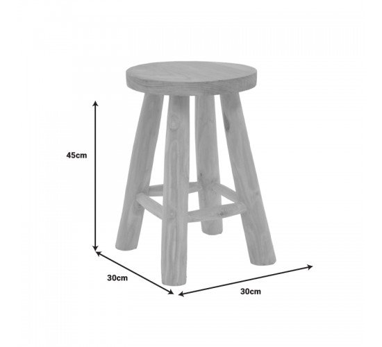 Σκαμπό Verenity teak ξύλο σε φυσική απόχρωση Φ30x45εκ Υλικό: TEAK WOOD 336-000019