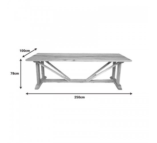 Τραπέζι Smarious teak ξύλο σε φυσική απόχρωση 250x100x78εκ Υλικό: TEAK WOOD 338-000002