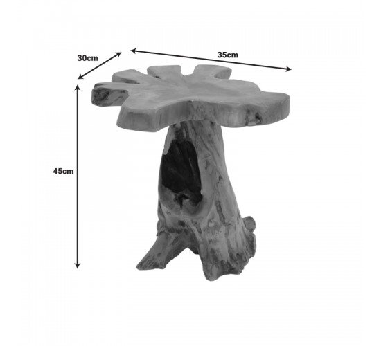 Βοηθητικό τραπέζι Mushile teak ξύλο σε φυσική απόχρωση 30x35x45εκ Υλικό: TEAK WOOD 338-000005