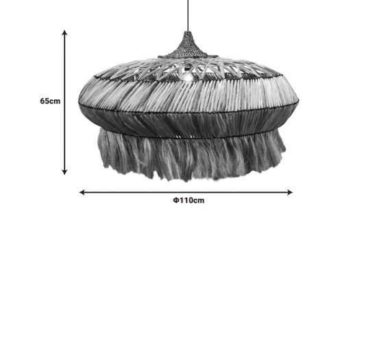Φωτιστικό οροφής Merdone Inart abaca ξύλο σε φυσικό χρώμα Φ110x65εκ Υλικό: ABACA 339-000010