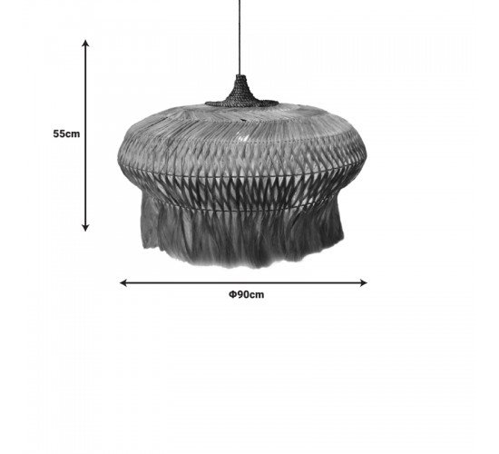 Φωτιστικό οροφής Pozarne Inart abaca ξύλο σε φυσικό χρώμα Φ90x55εκ Υλικό: ABACA 339-000011