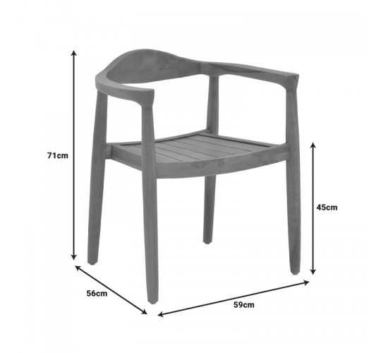 Πολυθρόνα Ganny teak ξύλο σε φυσική απόχρωση 59x56x71εκ Υλικό: TEAK WOOD 340-000021