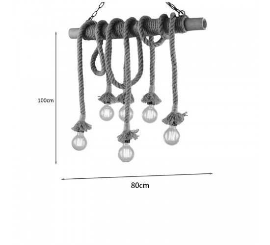 Φωτιστικό οροφής Ropily ΙI φυσικό χρώμα σχοινί 80x15x100εκ Υλικό: ROPE 342-000048