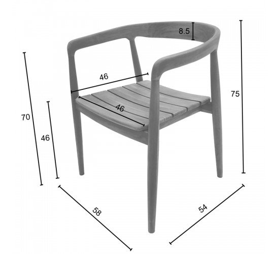 Πολυθρόνα Noody teak ξύλο σε φυσική απόχρωση 62x55x75εκ Υλικό: TEAK WOOD 343-000001