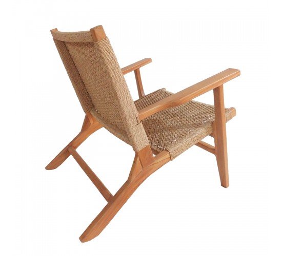 Πολυθρόνα Crosy teak ξύλο σε φυσική απόχρωση 71x81x75εκ Υλικό: TEAK WOOD/ SYNTHETIC WEAVING 343-000003