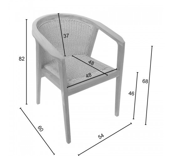 Πολυθρόνα Granny teak wood και συνθετικό σχοινί σε φυσική απόχρωση 60x60x82εκ Υλικό: TEAK WOOD/ SYNTHETIC WEAVING 343-000034