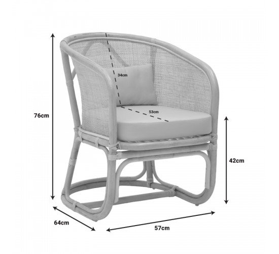 Πολυθρόνα Querke rattan pe σε φυσική απόχρωση με μπεζ μαξιλάρι 57x64x76εκ Υλικό: RATTAN PE - FABRIC 344-000001