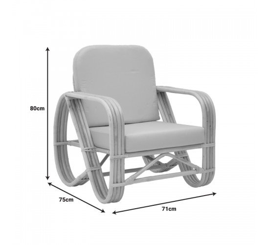 Πολυθρόνα Relmine rattan pe σε φυσική απόχρωση με μπεζ μαξιλάρι 71x75x80εκ Υλικό: RATTAN PE - 344-000003
