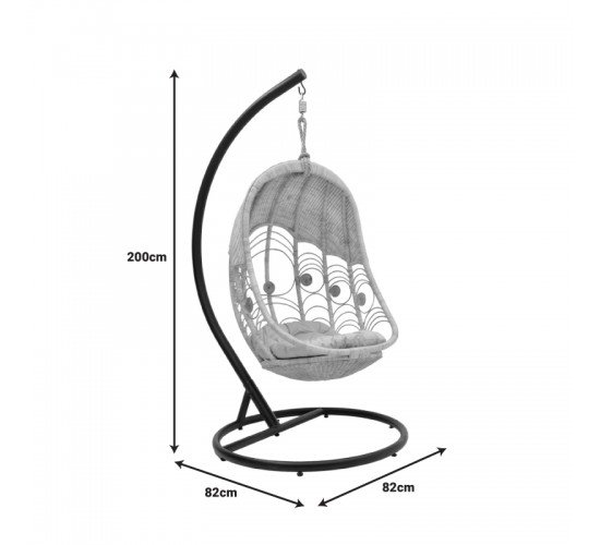 Κούνια Labreone rattan pe φυσική απόχρωση -μαύρο μέταλλο-μπεζ μαξιλάρι 82x82x200εκ Υλικό: RATTAN PE - FABRIC - METAL 344-000007