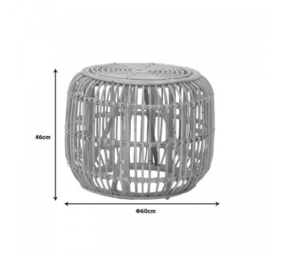 Σκαμπό Rajesty rattan pe σε φυσική απόχρωση Φ60x46εκ Υλικό: RATTAN PE 344-000010