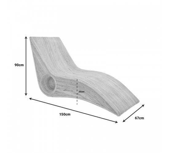 Πολυθρόνα-Ξαπλώστρα Kyrilete rattan pe σε φυσική απόχρωση 67x150x90εκ Υλικό: RATTAN PE 344-000013