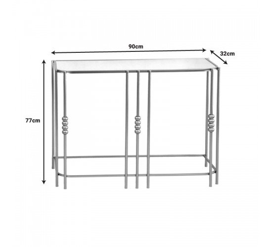 Κονσόλα Emiliane Inart χρυσό μέταλλο - γυαλί καθρέπτη 90x32x77εκ Υλικό: METAL - MIRROR GLASS 352-000006