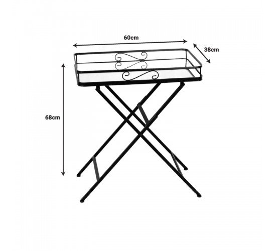 Τραπέζι Joene Inart μαύρο μέταλλο-γυαλί καθρέπτη 60x38x68εκ Υλικό: METAL -MIRROR GLASS 352-000009