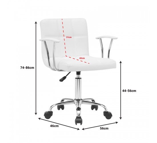 Καρέκλα γραφείου Buleco pu σε λευκή απόχρωση 56x46x74-86εκ Υλικό: METAL. PU 360-000008